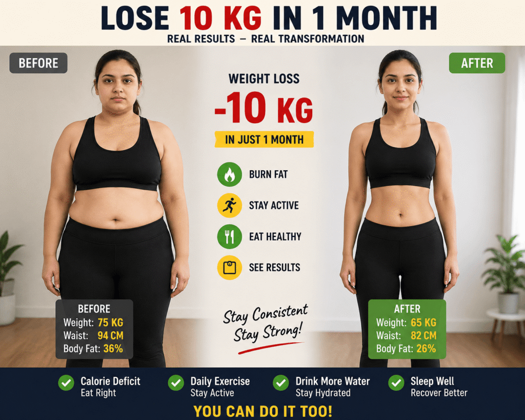 Calorie deficit for losing 10kg in 30 days